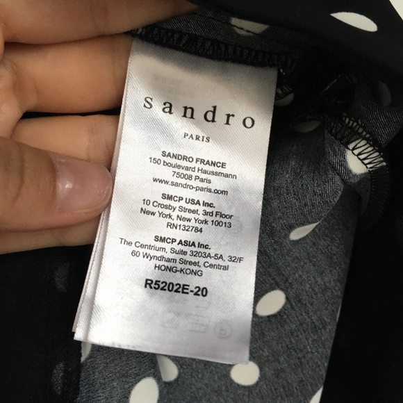 SANDRO polka dot evita lace satin dress size 1 - Picture 4 of 8